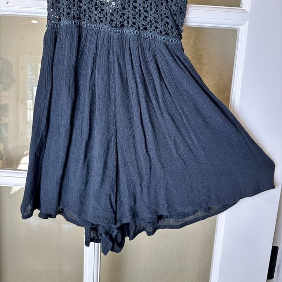 ABERCROMBIE & FITCH Sheer Lace Strappy Black Romper Size Small - Picture 4 of 11